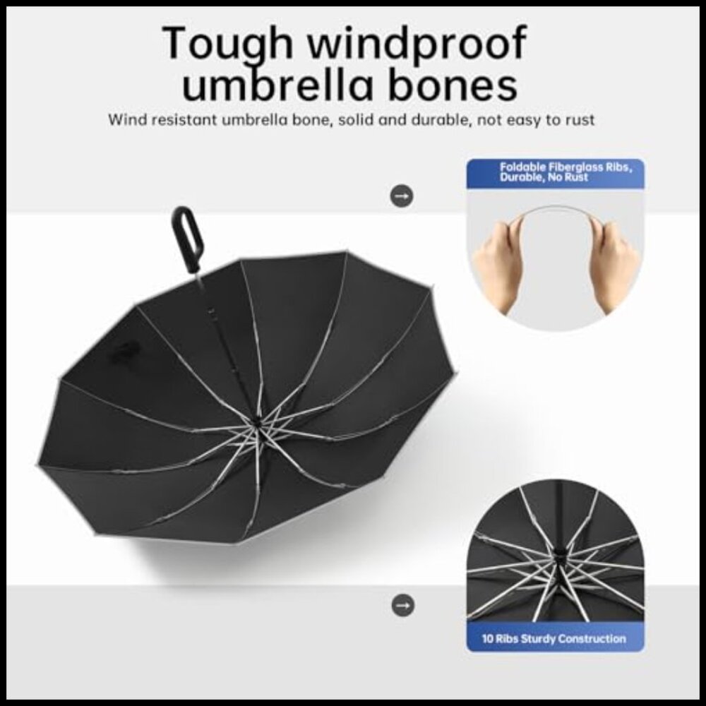 Compact Windproof Reverse Folding Travel Umbrella… - image 5
